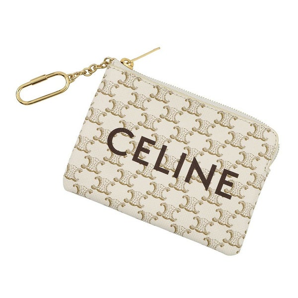 セリーヌ コインケース トリオンフ ロゴ キーリング付き コインパース PVC 10C662CA2 CELINE 小銭入れ 白