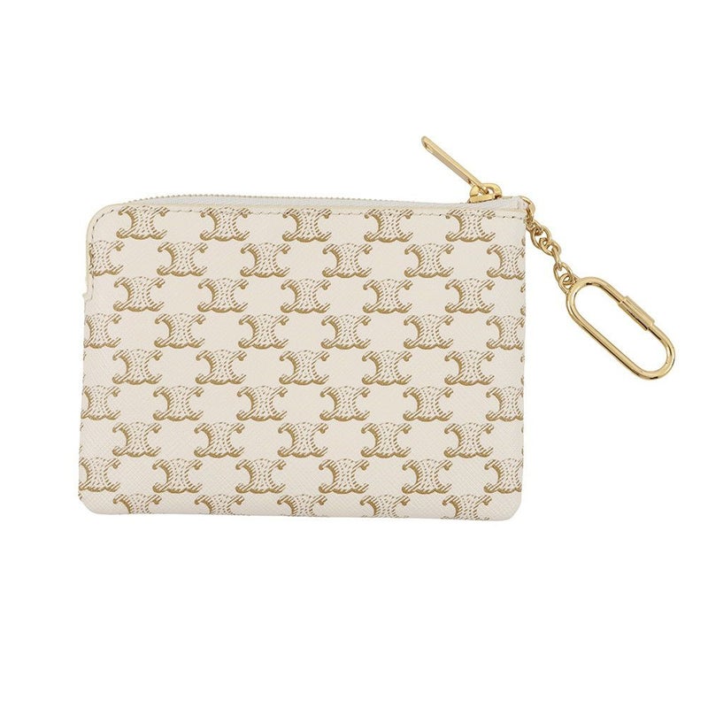 セリーヌ コインケース トリオンフ ロゴ キーリング付き コインパース PVC 10C662CA2 CELINE 小銭入れ 白