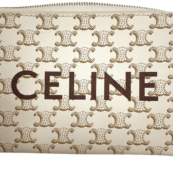 セリーヌ コインケース トリオンフ ロゴ キーリング付き コインパース PVC 10C662CA2 CELINE 小銭入れ 白