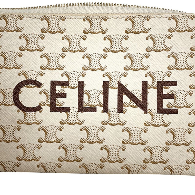 セリーヌ コインケース トリオンフ ロゴ キーリング付き コインパース PVC 10C662CA2 CELINE 小銭入れ 白