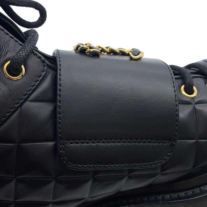 シャネル ショートブーツ マトラッセ ココマーク レースアップ レザー レディースサイズ35 G39516 CHANEL 靴 黒