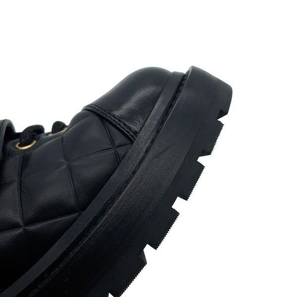 シャネル ショートブーツ マトラッセ ココマーク レースアップ レザー レディースサイズ35 G39516 CHANEL 靴 黒