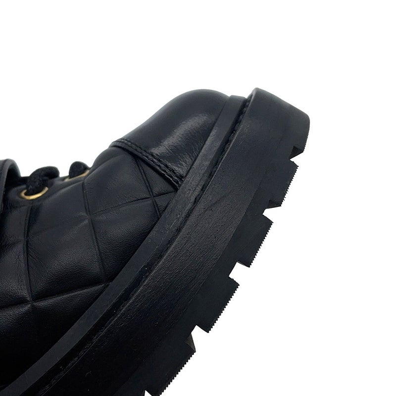 シャネル ショートブーツ マトラッセ ココマーク レースアップ レザー レディースサイズ35 G39516 CHANEL 靴 黒