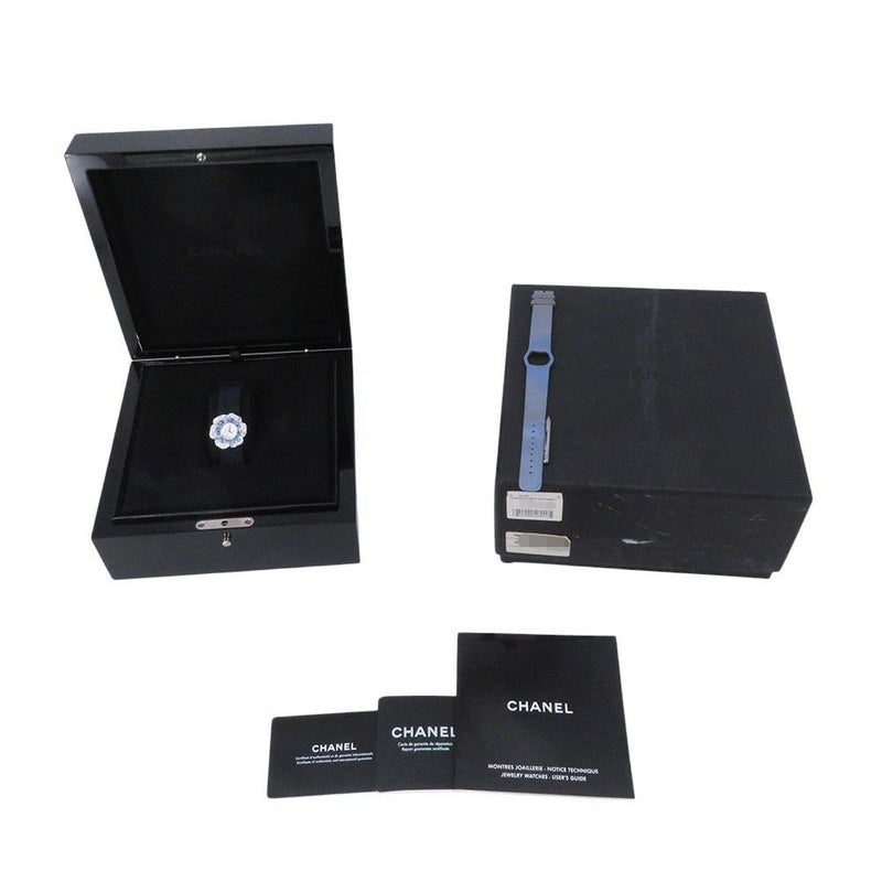 シャネル カメリア サファイア/ダイヤベゼル H1186 CHANEL 腕時計 ホワイトシェル文字盤 4Pダイヤ クォーツ