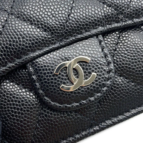 シャネル 三つ折り財布 マトラッセ ココマーク クラシック スモール フラップ ウォレット キャビアスキン AP0230 CHANEL 財布 黒