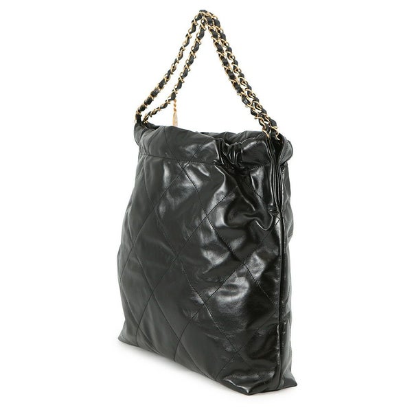 シャネル ハンドバッグ シャネル22 ミディアム シャイニーカーフレザー AS3261 CHANEL バッグ ショルダーバッグ 黒