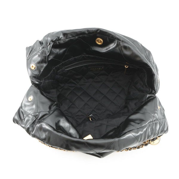 シャネル ハンドバッグ シャネル22 ミディアム シャイニーカーフレザー AS3261 CHANEL バッグ ショルダーバッグ 黒