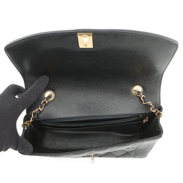 シャネル チェーンショルダーバッグ マトラッセ25 ココマーク ダイアナ キャビアスキン A01165 CHANEL 黒