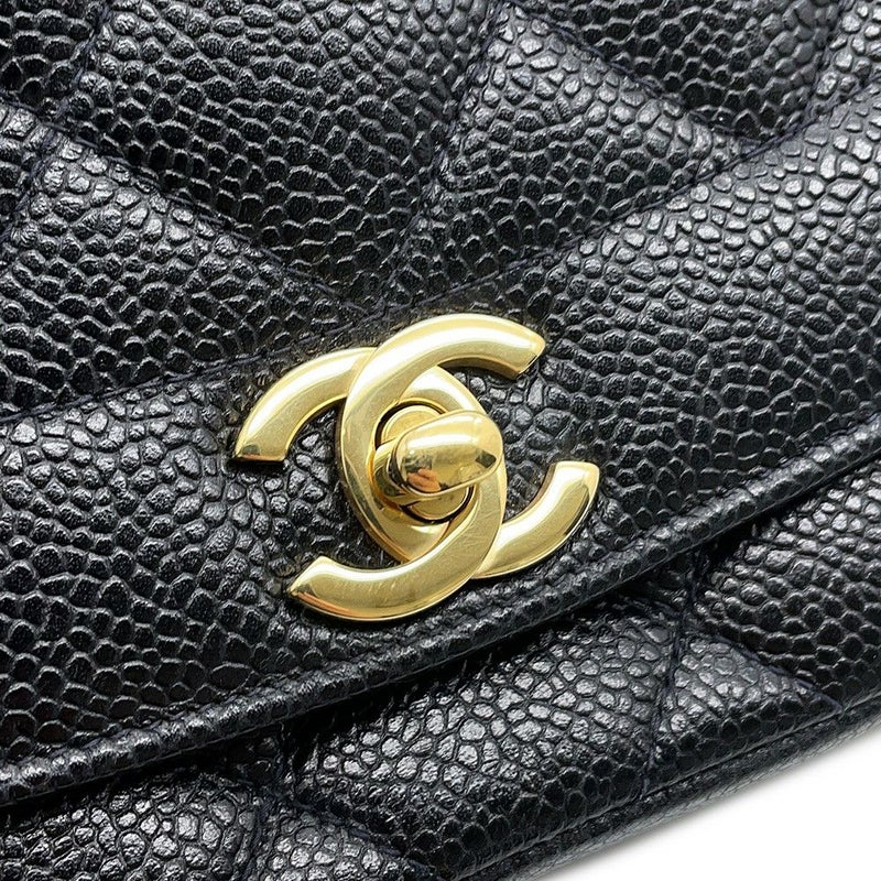 シャネル チェーンショルダーバッグ マトラッセ25 ココマーク ダイアナ キャビアスキン A01165 CHANEL 黒