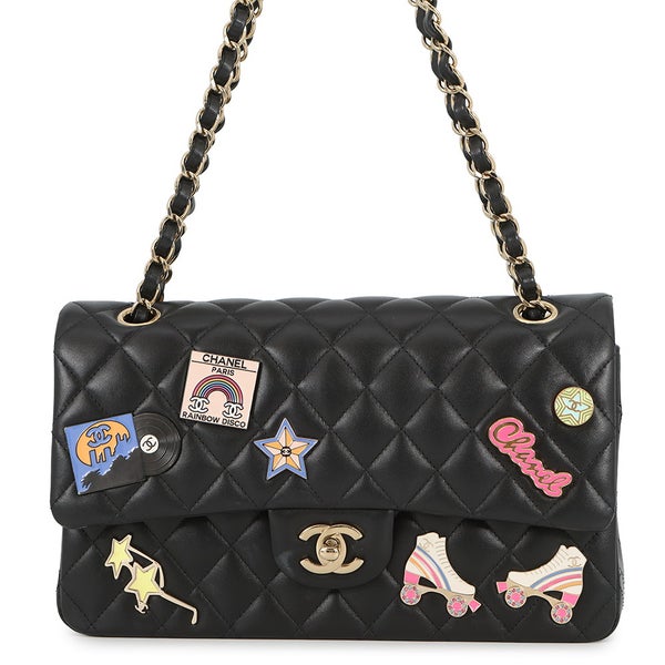 シャネル チェーンショルダーバッグ マトラッセ25 ココマーク ワッペン ダブルチェーン ラムスキン A01112 CHANEL 黒 24年クルーズ