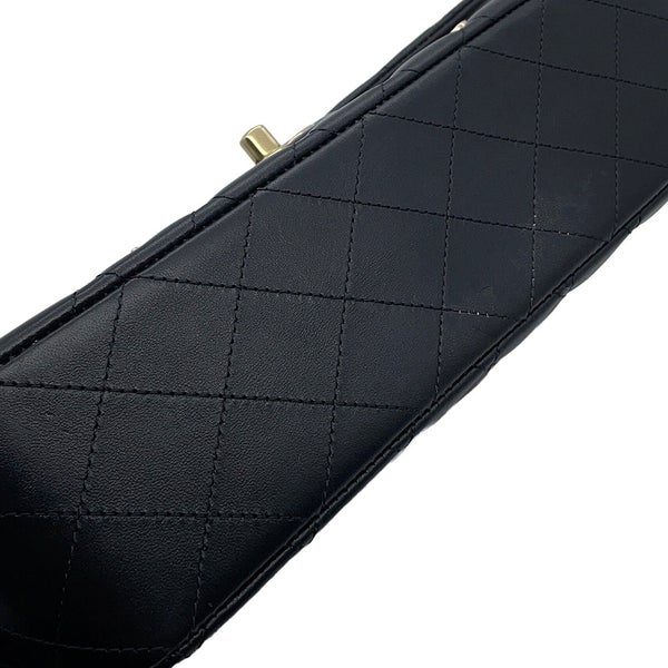 シャネル チェーンショルダーバッグ マトラッセ25 ココマーク ワッペン ダブルチェーン ラムスキン A01112 CHANEL 黒 24年クルーズ