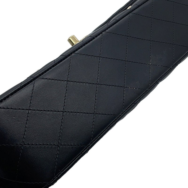 シャネル チェーンショルダーバッグ マトラッセ25 ココマーク ワッペン ダブルチェーン ラムスキン A01112 CHANEL 黒 24年クルーズ