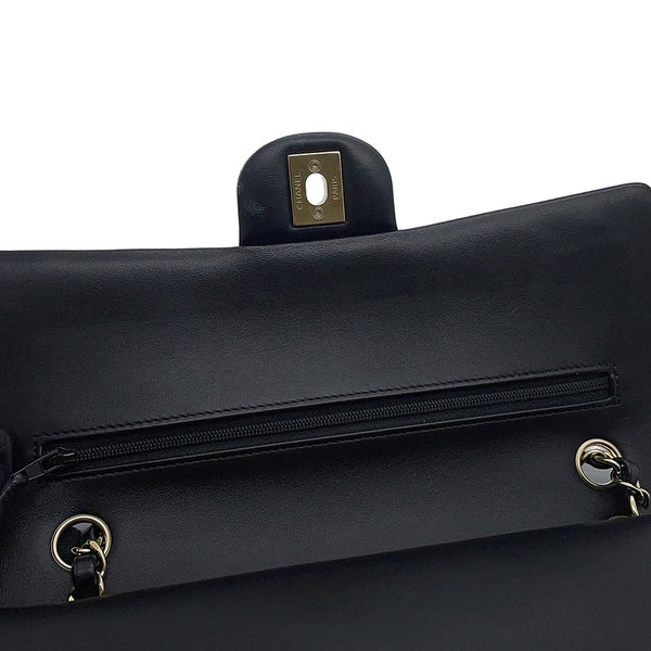 シャネル チェーンショルダーバッグ マトラッセ25 ココマーク ワッペン ダブルチェーン ラムスキン A01112 CHANEL 黒 24年クルーズ