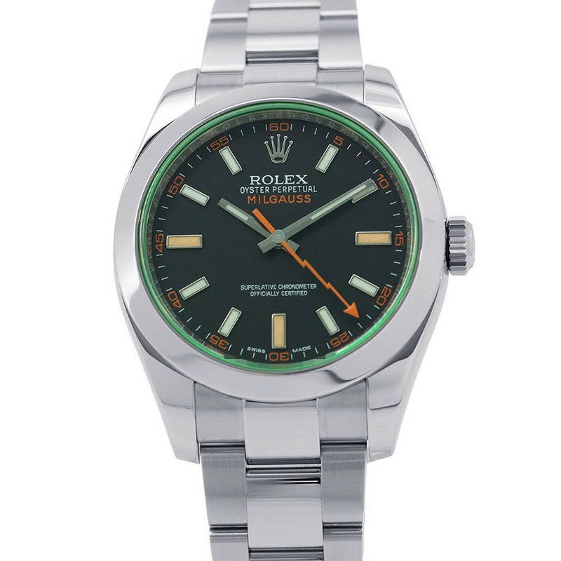 ロレックス ミルガウス グリーンガラス ランダムシリアル ルーレット 116400GV ROLEX 腕時計 黒文字盤