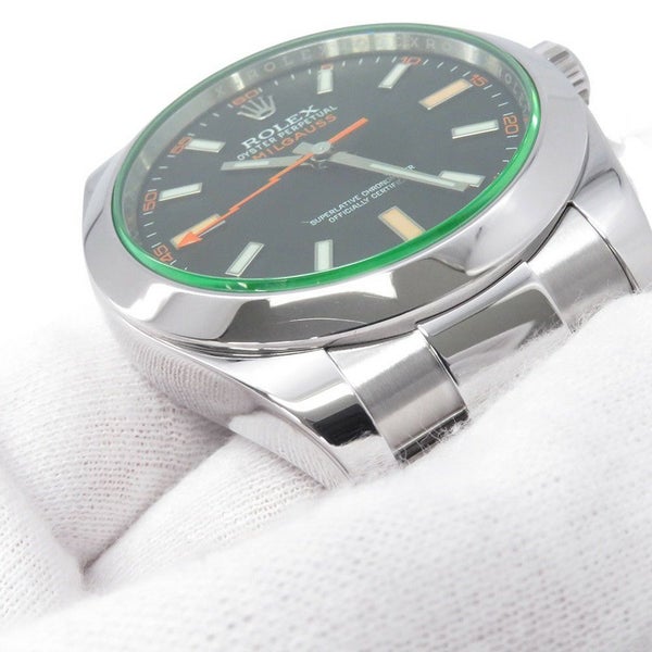 ロレックス ミルガウス グリーンガラス ランダムシリアル ルーレット 116400GV ROLEX 腕時計 黒文字盤