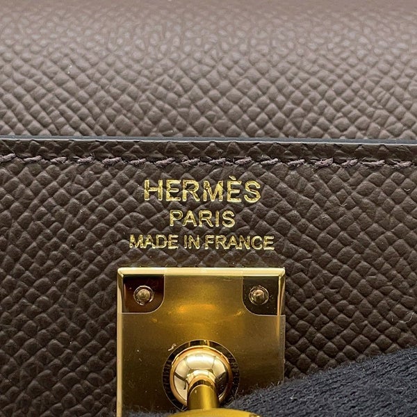 エルメス ケリー25 外縫い トリコロール エコルセ/ブラック/エトゥープ/ゴールド金具 エプソン W刻印 2wayショルダー