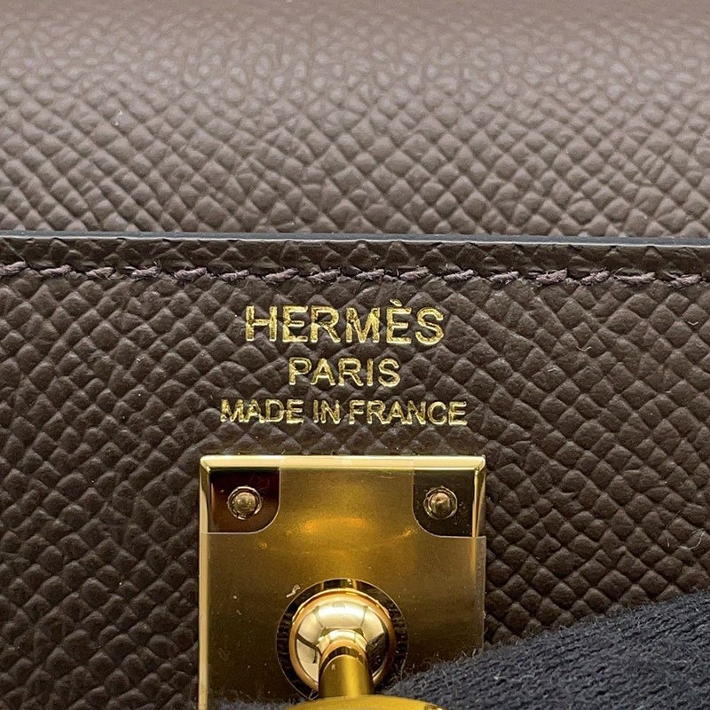 エルメス ケリー25 外縫い トリコロール エコルセ/ブラック/エトゥープ/ゴールド金具 エプソン W刻印 2wayショルダー