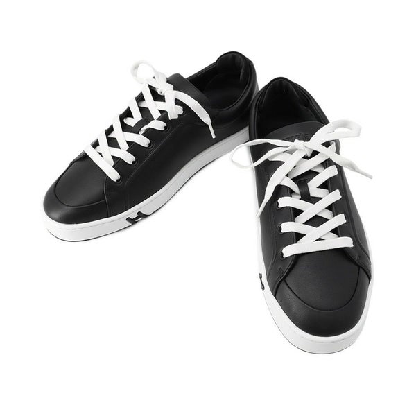 エルメス スニーカー キッド レザー メンズ40.5 HERMES靴 黒 白