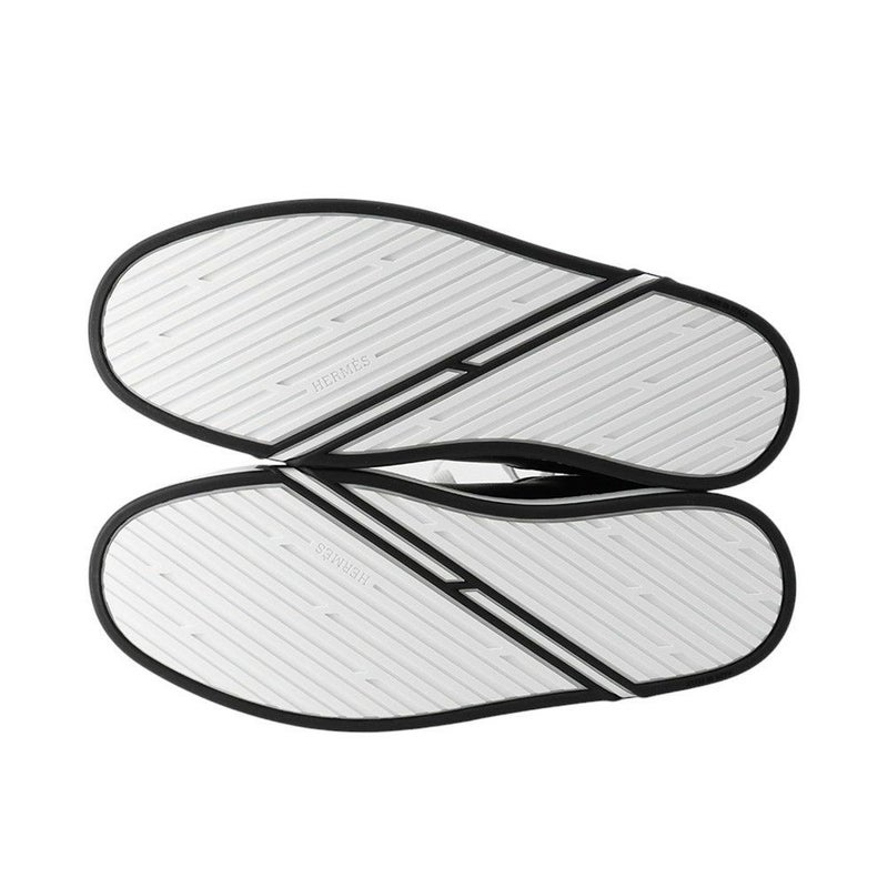 エルメス スニーカー キッド レザー メンズ40.5 HERMES靴 黒 白