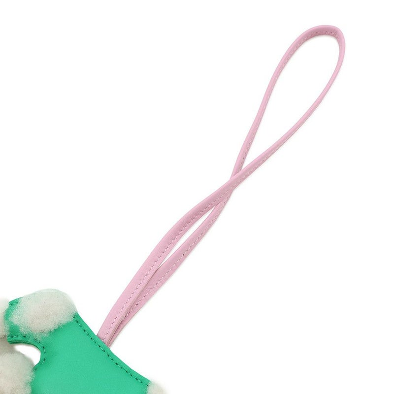 エルメス バッグチャーム バディ ミント/モーヴシルベストル ラムスキン/ムートン U刻印