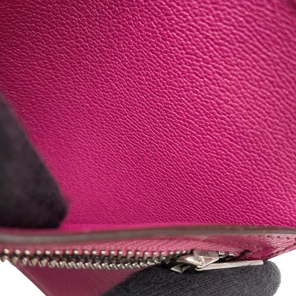 エルメス 二つ折り財布 ベアンコンパクト フューシャピンク/シルバー金具 リザード □I刻印