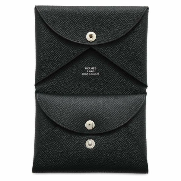 エルメス コインケース カルヴィ デュオ ブラック/シルバー金具 エプソン W刻印 黒