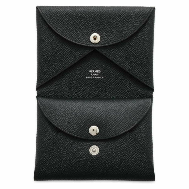エルメス コインケース カルヴィ デュオ ブラック/シルバー金具 エプソン W刻印 黒