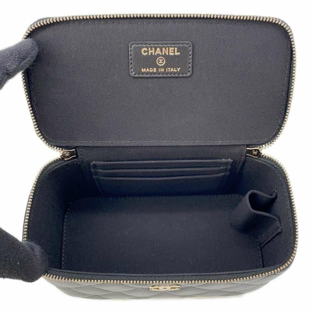 シャネル チェーンショルダーバッグ マトラッセ ココマーク ヴァニティケース ラムスキン AP2199 CHANEL バッグ ポーチ ブラック ピンクベージュ CHANEL（シャネル） マトラッセ チェーン バニティ AP2199 ピンク