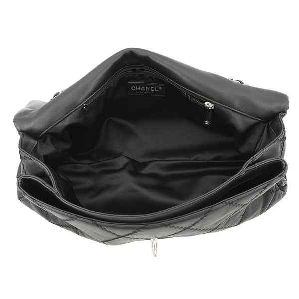 シャネル チェーンショルダーバッグ マトラッセ ココマーク ウルトラステッチ ダブルチェーン レザー CHANEL A50853 黒