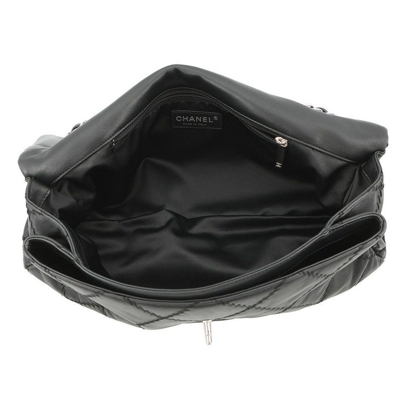 シャネル チェーンショルダーバッグ マトラッセ ココマーク ウルトラステッチ ダブルチェーン レザー CHANEL A50853 黒