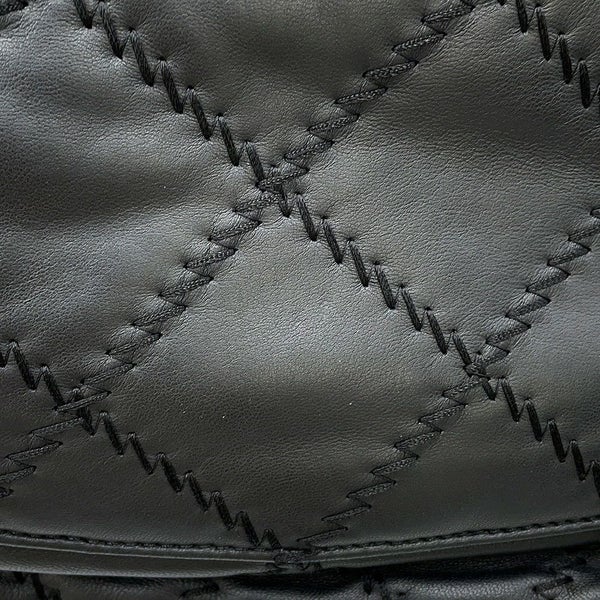 シャネル チェーンショルダーバッグ マトラッセ ココマーク ウルトラステッチ ダブルチェーン レザー CHANEL A50853 黒