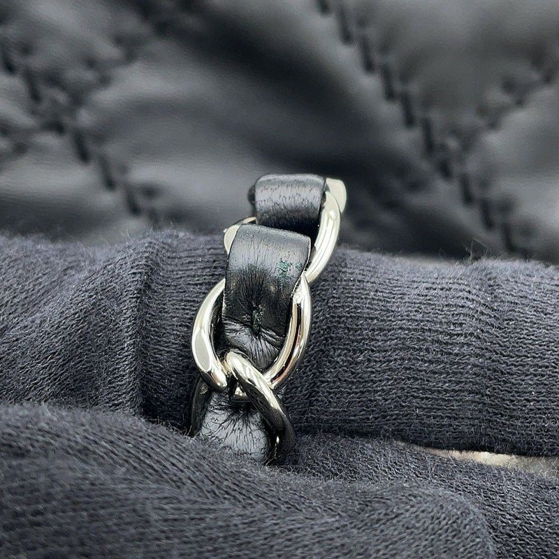 シャネル チェーンショルダーバッグ マトラッセ ココマーク ウルトラステッチ ダブルチェーン レザー CHANEL A50853 黒