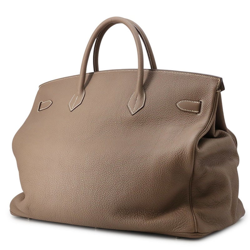 エルメス ハンドバッグ バーキン50 エトゥープ/シルバー金具 トリヨンクレマンス □I刻印 HERMES バッグ