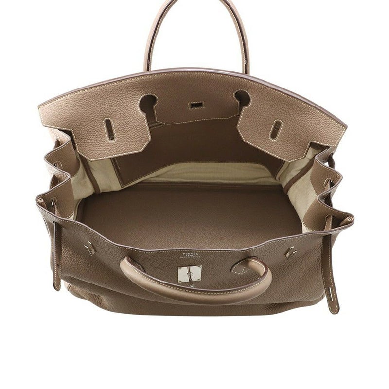 エルメス ハンドバッグ バーキン50 エトゥープ/シルバー金具 トリヨンクレマンス □I刻印 HERMES バッグ