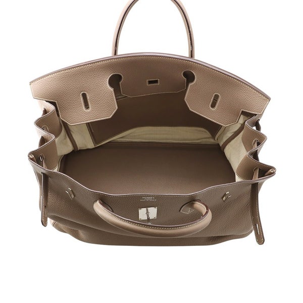 エルメス ハンドバッグ バーキン50 エトゥープ/シルバー金具 トリヨンクレマンス □I刻印 HERMES バッグ