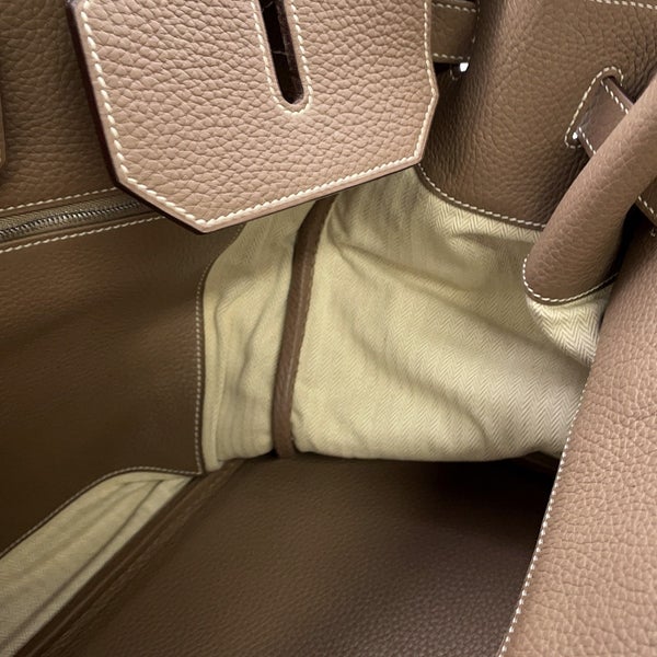 エルメス ハンドバッグ バーキン50 エトゥープ/シルバー金具 トリヨンクレマンス □I刻印 HERMES バッグ