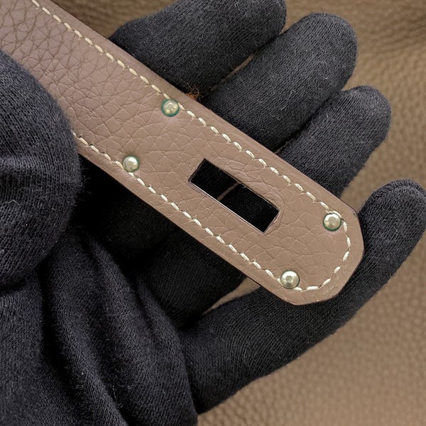 エルメス ハンドバッグ バーキン50 エトゥープ/シルバー金具 トリヨンクレマンス □I刻印 HERMES バッグ