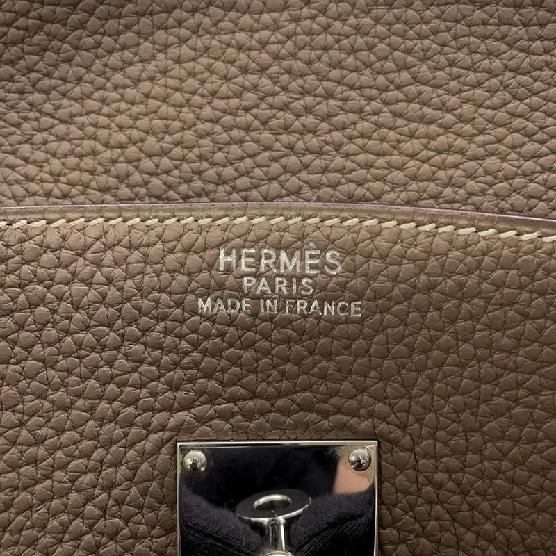 エルメス ハンドバッグ バーキン50 エトゥープ/シルバー金具 トリヨンクレマンス □I刻印 HERMES バッグ