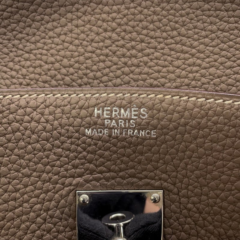 エルメス ハンドバッグ バーキン50 エトゥープ/シルバー金具 トリヨンクレマンス □I刻印 HERMES バッグ