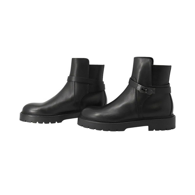 エルメス ショートブーツ ジェフ レザー メンズサイズ41 HERMES 靴 黒