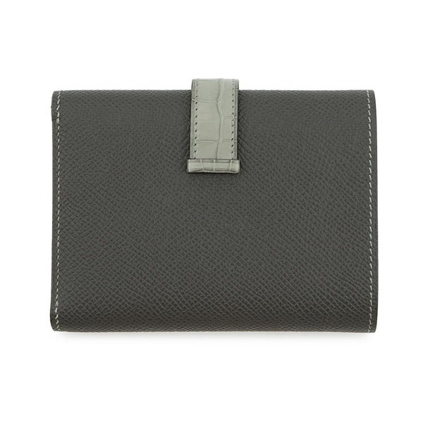 エルメス 三つ折り財布 ベアン コンビネ タッチ グラファイト/グリシマン/シルバー金具 エプソン/アリゲーターマット B刻印