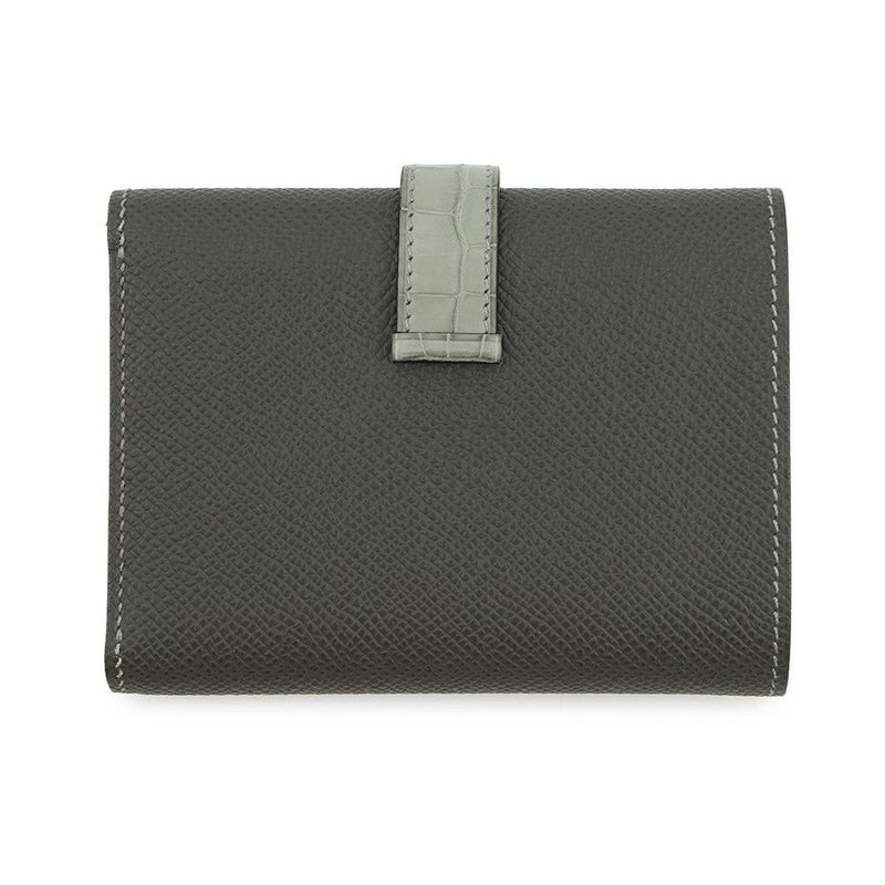 エルメス 三つ折り財布 ベアン コンビネ タッチ グラファイト/グリシマン/シルバー金具 エプソン/アリゲーターマット B刻印