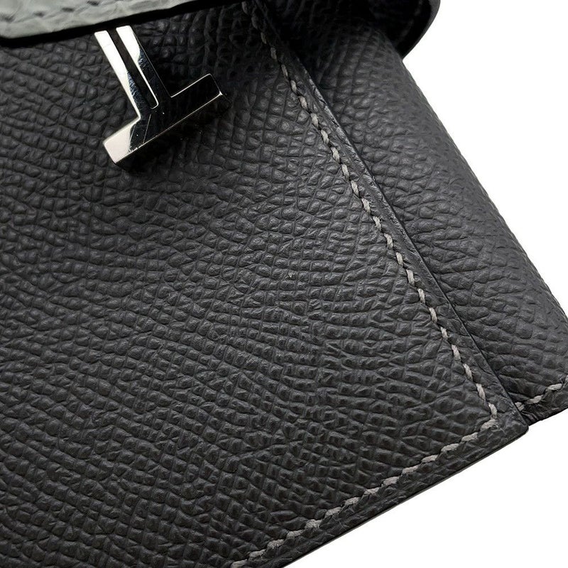 エルメス 三つ折り財布 ベアン コンビネ タッチ グラファイト/グリシマン/シルバー金具 エプソン/アリゲーターマット B刻印