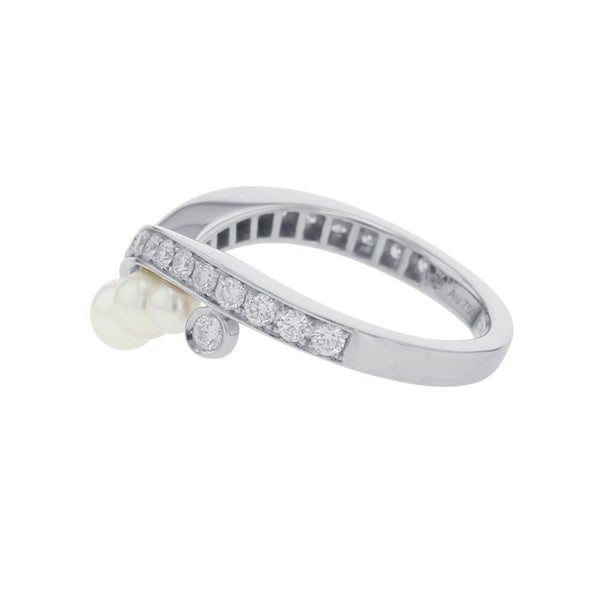 ショーメ リング ジョゼフィーヌ エグレット ダイヤ 24P 計0.40ct/養殖アコヤパール 3P 計1.05ct K18WG サイズ50 083290