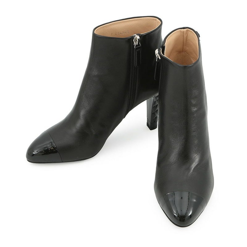 シャネル ショートブーツ ココマーク パテント レザー レディースサイズ37 1/2C G34203 CHANEL 靴 黒