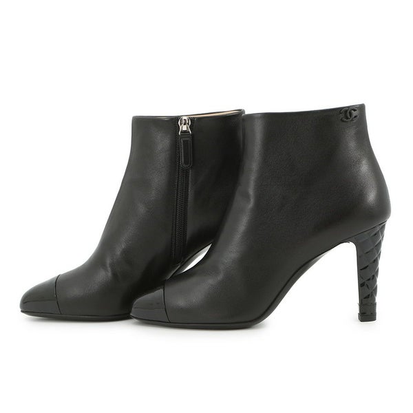 シャネル ショートブーツ ココマーク パテント レザー レディースサイズ37 1/2C G34203 CHANEL 靴 黒