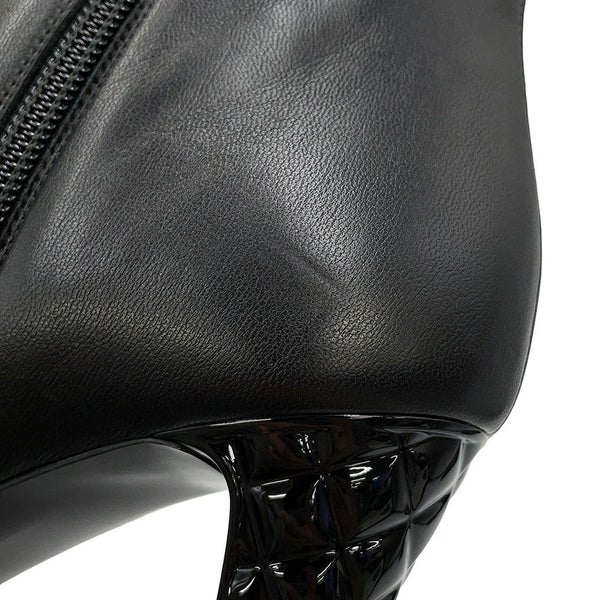 シャネル ショートブーツ ココマーク パテント レザー レディースサイズ37 1/2C G34203 CHANEL 靴 黒