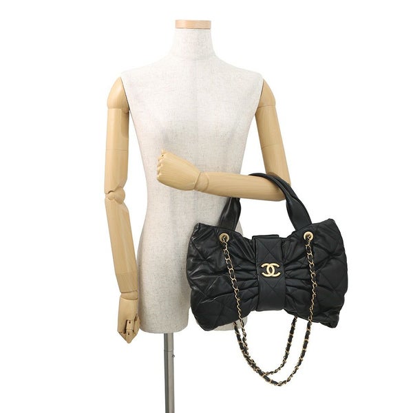 シャネル ハンドバッグ マトラッセ ココマーク リボン ボウ バッグ ラムスキン AS5851 CHANEL 黒 2way