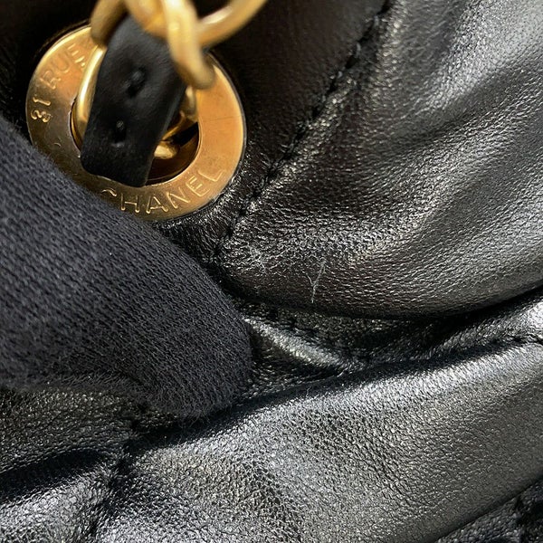 シャネル ハンドバッグ マトラッセ ココマーク リボン ボウ バッグ ラムスキン AS5851 CHANEL 黒 2way