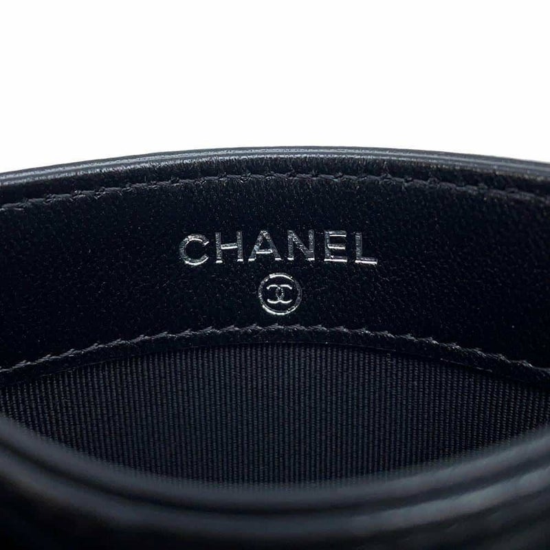 シャネル カードケース クラシック マトラッセ ココマーク ラムスキン AP0213 CHANEL 定期入れ 名刺入れ パスケース 黒